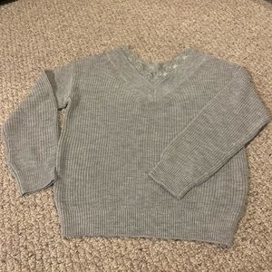 Women’s sweater with lace v neck collar front and back. Soft size small.